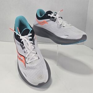 Saucony Ride 16 Running Training Shoes White Coral & Teal Accents Mens Size 11.5